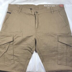 Rockstar Jeans Made in India Men's Cargo Ankle Chino Pants - Olive - 36Wx30L